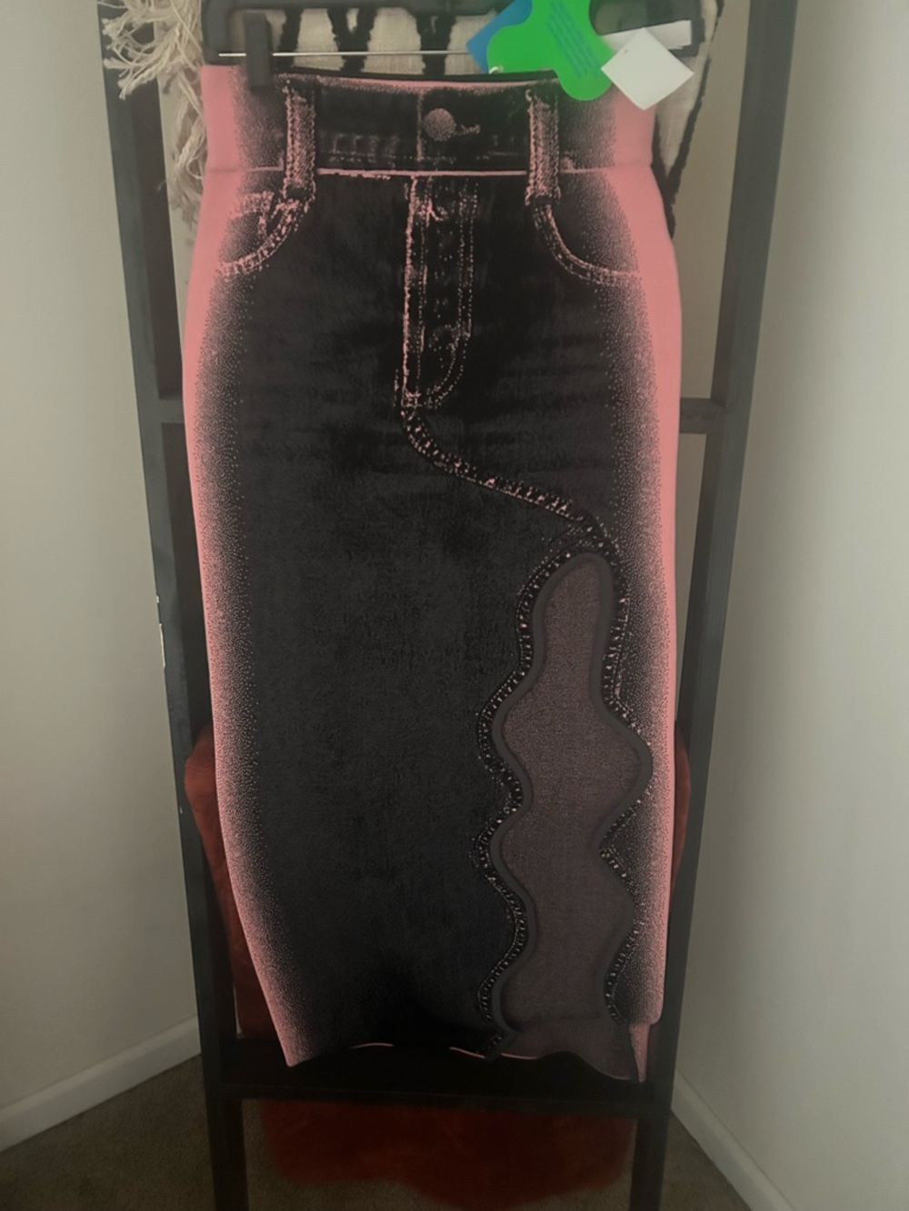 PH5 Black Asymmetrical Scalloped Denim Skirt - Picture 5 of 10